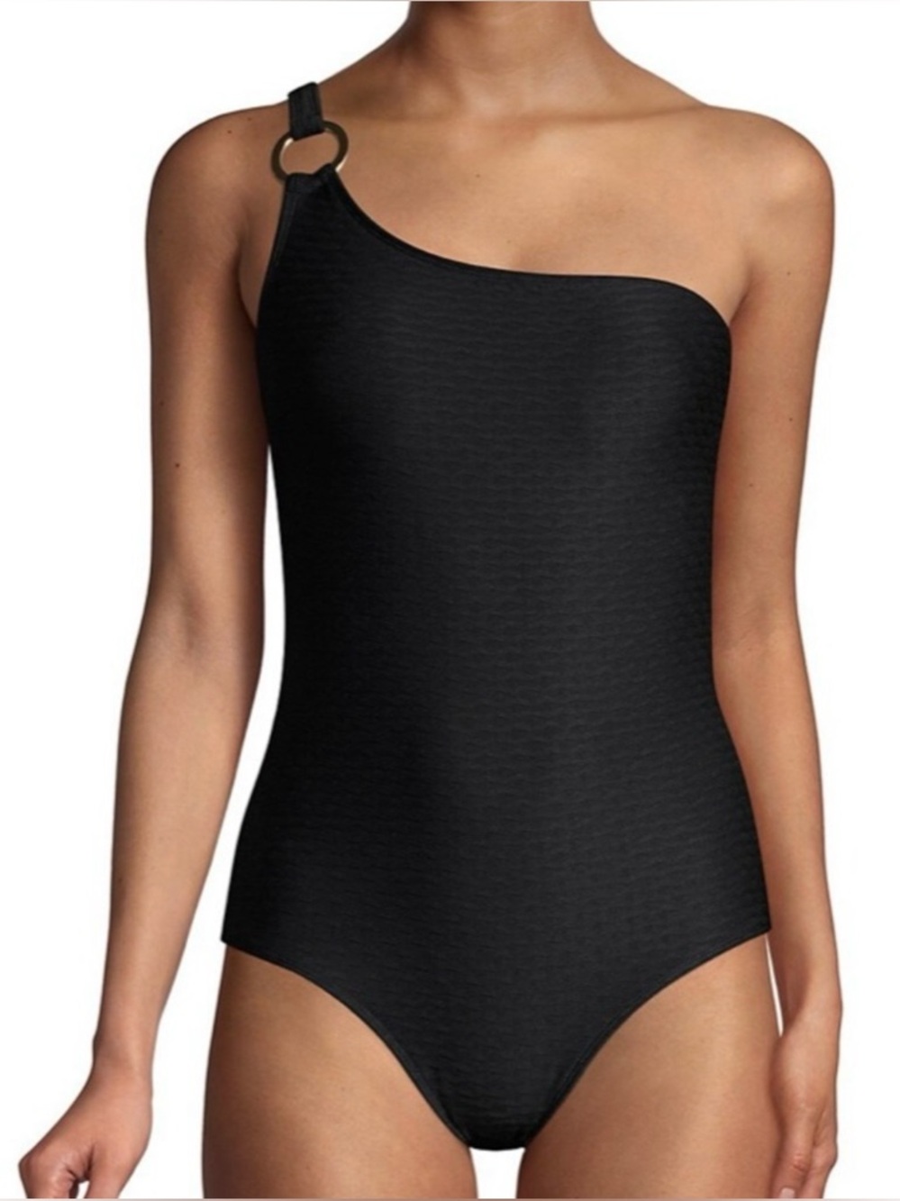 SHOSHANNA One Shoulder One Piece Textured Ring Swimsuit \\ 2